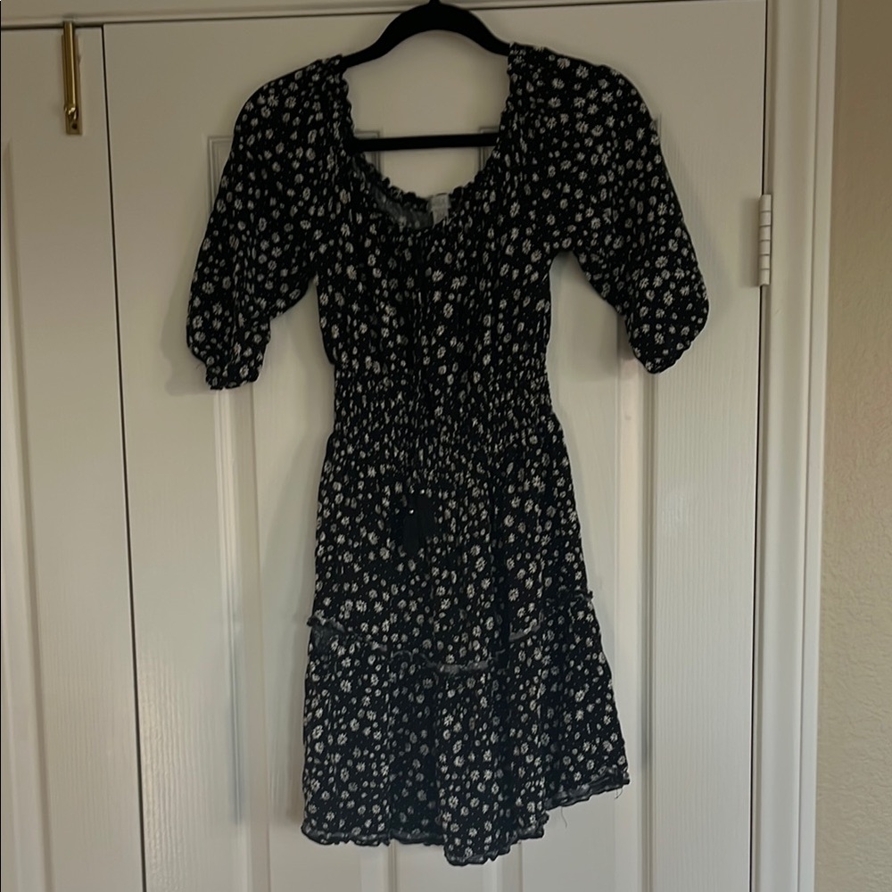 Floral Black and White Dress